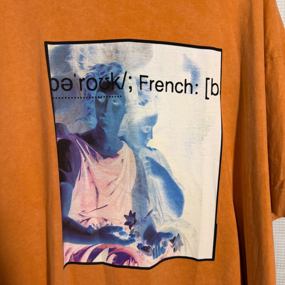 Reclaimed Vintage Graphic T-Shirt Large Orange Acid Wash Oversized Tee - Picture 3 of 4